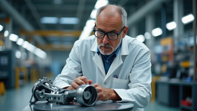 hispanic man in warehouse, scientist working in laboratory