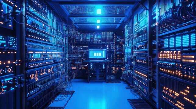 High tech server room interior