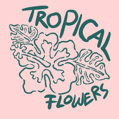 Tropical floral escape. Tropical flower t-shirt artwork. Summer flower vibes. Tropical paradise artwork. Tropical flower graphic print design.