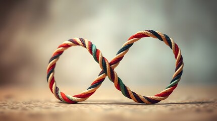 adhd, Colorful Braided Cord Forming Infinity Symbol, Intertwined Colorful Ropes Forming an Infinity Symbol
