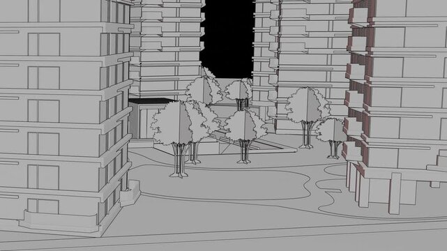 Animation of a Generic Apartment Building complex, Seamless Looped Animation	
