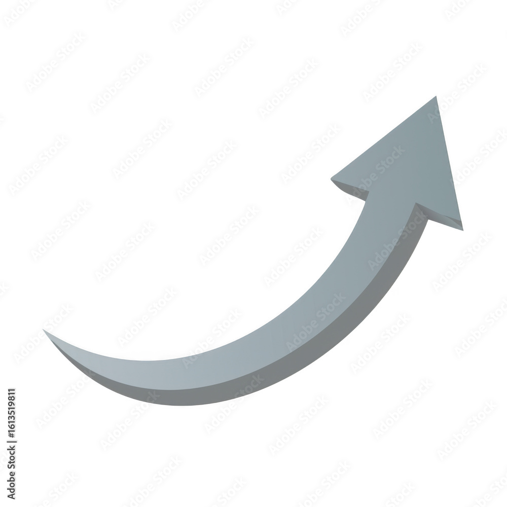 Poster gray curved arrow pointing upwards isolated on transparent background
