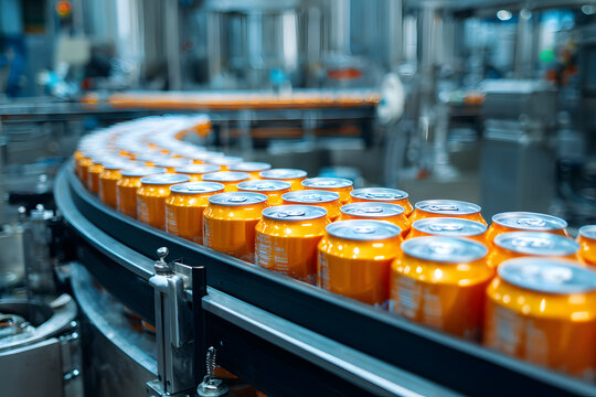 Automated beer can production line in a modern brewery - Powered by Adobe