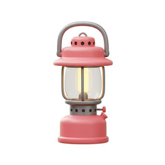 Pink Vintage Lantern Illustration On Transparent Background With Light On