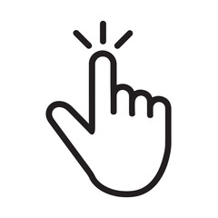 Obraz premium Hand cursor icon, mouse pointer, silhouette vector, symbol on white background