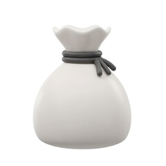 White Money Bag With Gray Rope On Transparent Background