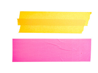 Orange masking tape and pink sticky note tape  on a white background