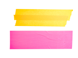 Orange masking tape and pink sticky note tape  on a white background