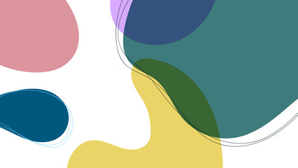 ABSTRACT WHITE BACKGROUND WITH HAND DRAWN SHAPES COLORFUL PASTEL FLAT DESIGN VECTOR TEMPLATE FOR WALLPAPER, COVER DESIGN