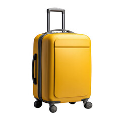 Yellow hardshell rolling suitcase isolated on transparent background