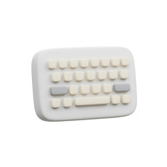 Minimalist White Keyboard With Transparent Background And Soft Keycaps