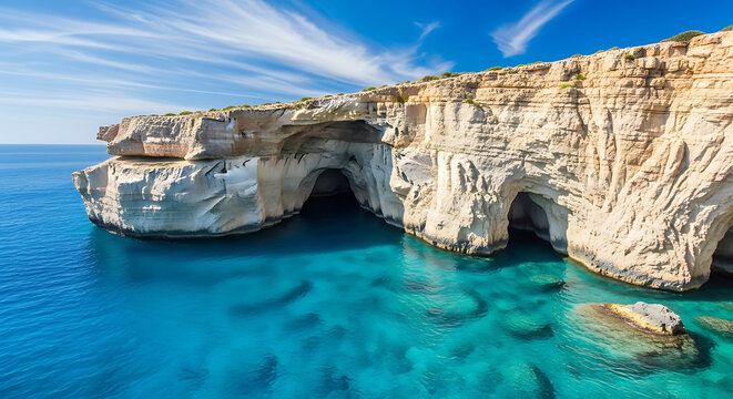Stunning coastal cliffs and turquoise waters of a mediterranean sea cove