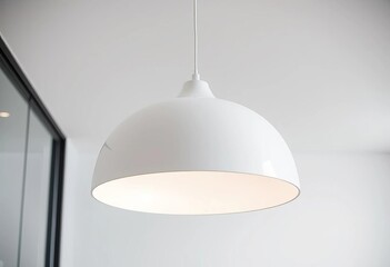 Sleek white pendant lamp, minimalist design, modern interior lighting,   simple pendant,   home lighting
