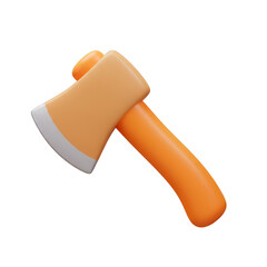 Small Orange Toy Axe With Transparent Background Digital Illustration