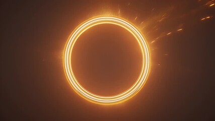 Circular amber flare arcs black leaving shimmering leaks golden rays ready made vfx overlay to add cinematic fire ring transitions magical portals four K