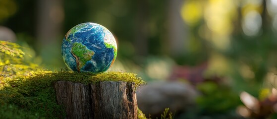 The Earth Globe Surrounded by Lush Green Nature and Serenity.