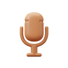 Minimalist 3D Microphone Icon Representation With Transparent Background
