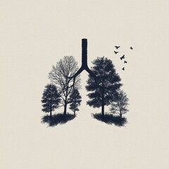 Silhouette of lungs formed by trees
