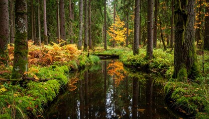Fototapeta premium Autumn Swamp Biomorphism