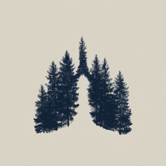 Silhouetted forest arch on light beige
