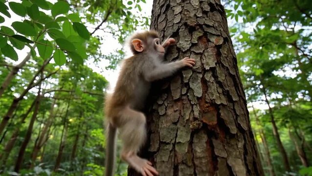 Mono trepando árbol