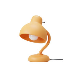 Modern Minimalist Orange Desk Lamp Against Transparent Background