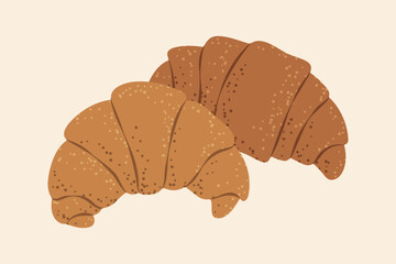 Freshly baked croissants, perfect for breakfast menus, bakery ads, or coffee shop designs.