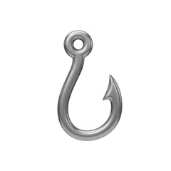 Transparent Background Silver Fishing Hook On Isolated Background