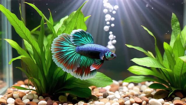 Pez nadando en acuario