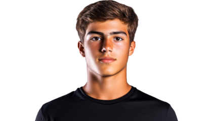 Young athlete confidently poses in black sportswear