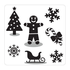 Christmas set of graphic elements vector illustration. Christmas set of graphic elements silhouette design