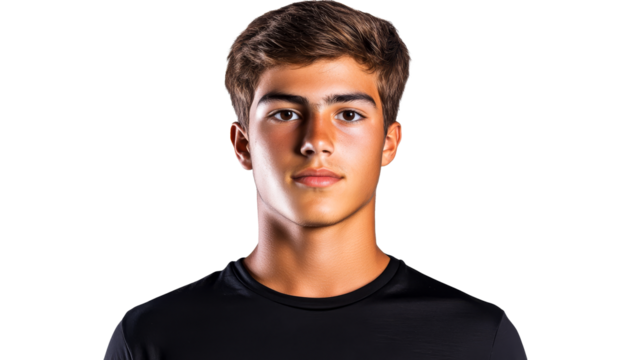 Young athlete confidently poses in black sportswear