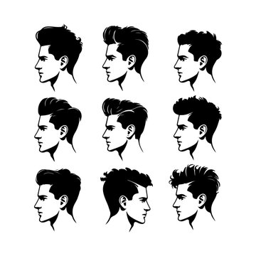 Quiff Hairstyle Avatar Set Vector Silhouette Graphics