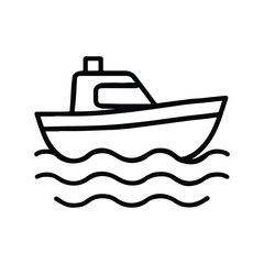 Boat Icon on Water for Travel and Transportation