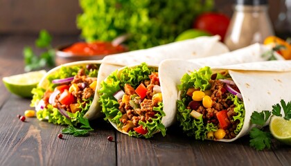 Burritos filled with meat and vegetables