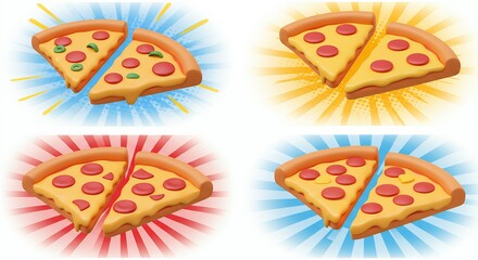 Four pizza slices illustration