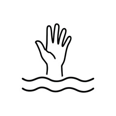 Fototapeta premium Hand Raised Above Water for Distress and Help