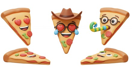 Pizza emoji illustration set