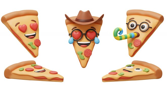 Pizza emoji illustration set