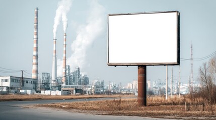 Industrial billboard in a desolate landscape
