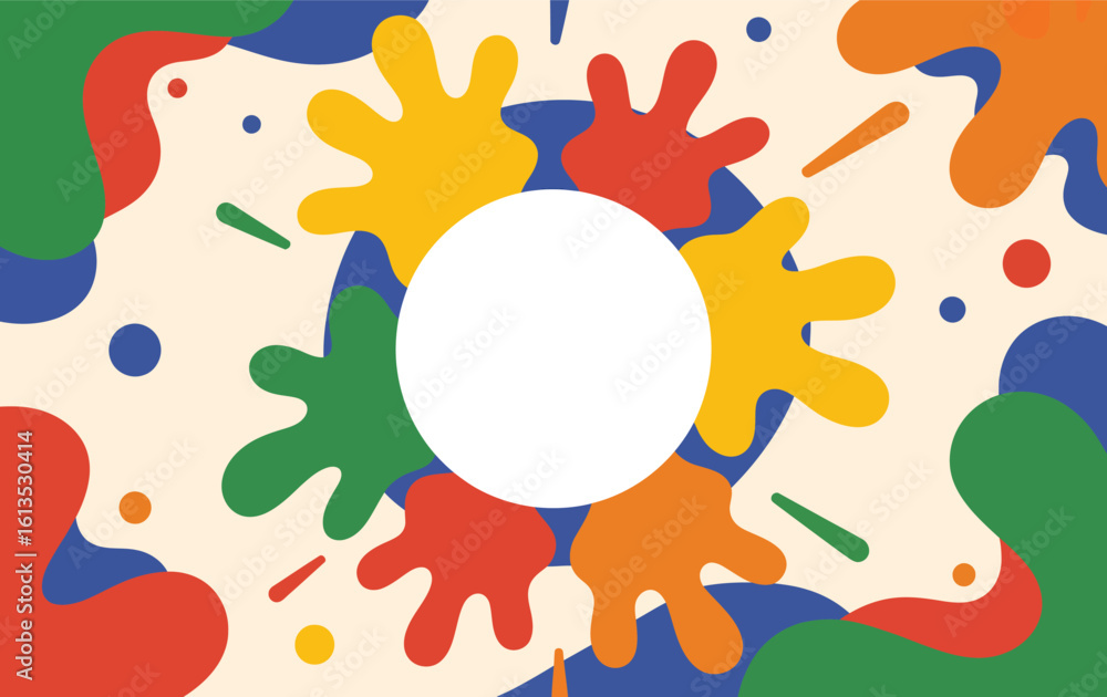 Poster colorful abstract background with paint splashes and shapes