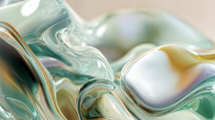 Abstract 3D fluid background with iridescent holographic shapes in pastel colors. Vibrant and dynamic digital texture for design, tech, or creative visuals