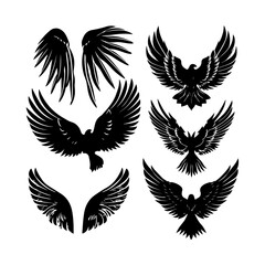 Obraz premium Wings Black Silhouette Set Graphic Design
