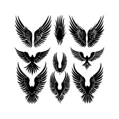 Obraz premium Wings Silhouettes Vector Art Collection