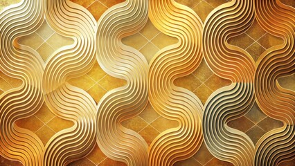 Luxurious Gold Wave Pattern Abstract Decorative Background with Interlocking Curves and Subtle Texture