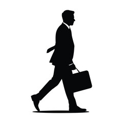 Silhouette of a businessman walking with a briefcase
