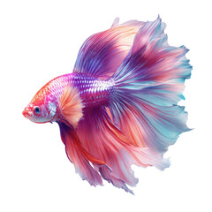 Vibrant betta fish with flowing fins in a variety of pastel colors