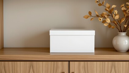 Minimalist White Box and Vase Shelf