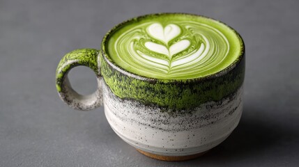 Matcha latte in ceramic mug