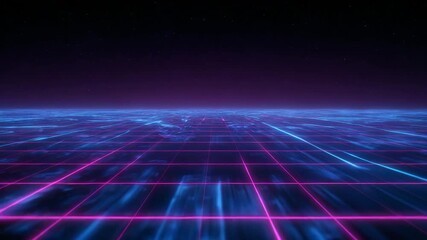 Cybergrid the digital grid of data streams with illuminated lights and purple hue. - Powered by Adobe
